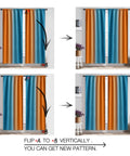 Gradient Ombre Room Darkening Curtains Two Panels 72 Inch Long Light Blocking Drapes in Orange and Blue for Kid Friendly Bedroom and Living Room With Rod Pocket illustrating reversible pattern options in a living space.