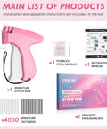 Clothing Stitch Gun Quick Fixer For Dresses And Garments with needles, fasteners, instructions, and box packaging.