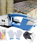 Automatic Strapping Machine For Quick One-Handed Packing, Handheld Banding Tool With Binding Force Dial, gloves, battery
