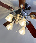 Hammered Glass Bell Shade Set For Ceiling Fans And Light Fixtures on wooden fan, premium beveled glass covers, four pack visible