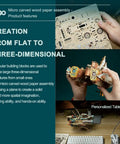 Hands assembling 3D Wooden Steampunk Spaceship Puzzle Kit For Adults With Mortise Tenon Joinery, wall hanging display in progress