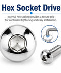 5/16-24 X 1 Button Head Socket Cap Screws Set, 25 Pro Grade Chrome Plated Steel Allen Bolts, Fine Thread UNF Internal Hex Drive