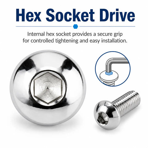 5/16-24 X 1 Button Head Socket Cap Screws Set, 25 Pro Grade Chrome Plated Steel Allen Bolts, Fine Thread UNF Internal Hex Drive