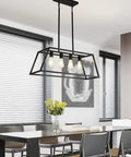 Matte Black Industrial 4 Light Pendant Lighting For Kitchen Island Linear Hanging Light Fixture With Adjustable Rods Dope Modern Dining Room