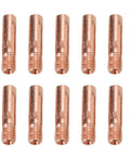 10 Pack MIG Welding Tips M6 Nozzles Copper, Heavy-Duty High Temp Resistant Set For 0.6mm To 1.2mm Wire, front view of copper tips