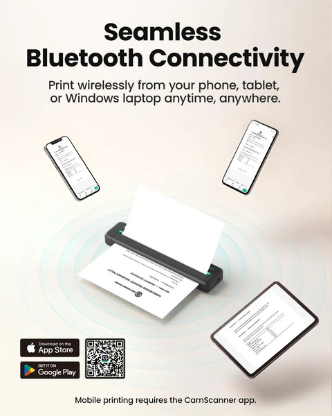 Super Slick Portable Wireless Thermal Printer Zero Hassle 300 Dpi Resolution Prints On Phones And Laptops Big Time Travel Essential For Quick Documents Anywhere In Matte Black Layout with phones and documents