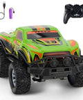 Off Road Remote Control Truck 2.4GHz RC Car With LED Lights 1 to 20 Scale All Terrain Monster Stunt Vehicle For Beginners Long Distance Play Green Gift For Kids