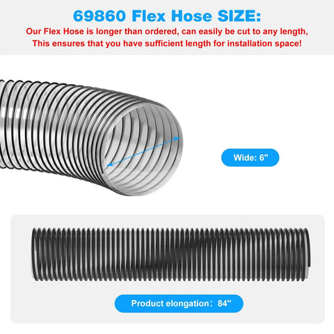 Heavy Duty Lawn Vacuum Replacement Hose for Mow-N-Vac and Chip-N-Vac Riding Mowers, Stretchy 84 Inch Long by 6 Inch Wide Flexible Flex Hose