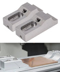 Premium Low Profile Side Clamp Vise Set, Heavy Duty 2 Piece CNC Milling Tools With 60kN Force securing a workpiece on a milling machine.
