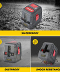 Self Leveling Laser Level With 360 Degree Horizontal And Vertical Line, Bright 2 Line Cross Laser For Wall Hanging And Outdoor Use, Waterproof, Magnetic Mount, Manual Mode Toggle, Includes Battery Carrying Bag, waterproof dustproof shock resistance
