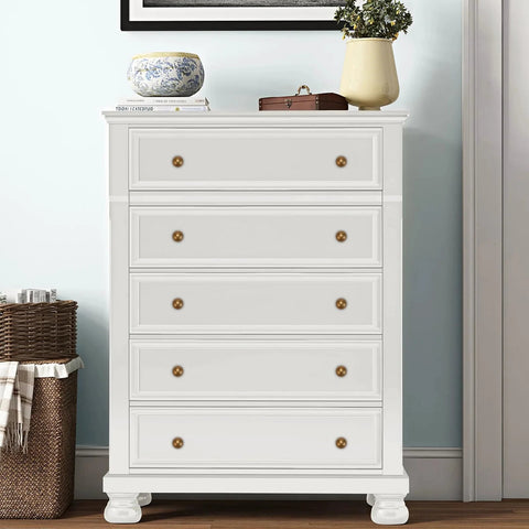 White dresser with Antique Brass Cabinet Knobs 30 Pack Set For Vintage Drawer Pulls For Cabinets Cupboards And Dressers In Zinc Alloy