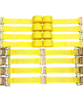 Heavy Duty Ratchet Tie Down Straps 2 Inch Wide By 15 Foot Long For Safe Cargo Securement 8 Pack with Zinc Plated Hardware