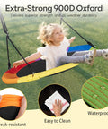 Child on 40 Inch Saucer Swing For Kids And Adults, Heavy Duty 700 Lbs Capacity, 900D Oxford Fabric, 360 Degree Spin Disc Swing