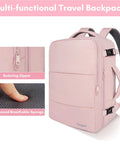 Pink Women Travel Backpack Carry On With Shoe Compartment And Water Bottle Pocket, TSA 15.6 Inch Laptop, Flight Approved, Wet Pocket