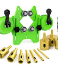 MARSBASE 10-piece diamond hole saw kit with green guide jig and double suction cups for tile and stone