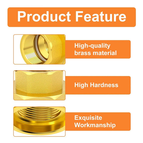 Product feature highlights of 1 Inch Female Brass Union Pipe Fitting, high-quality brass, high hardness, and exquisite workmanship.