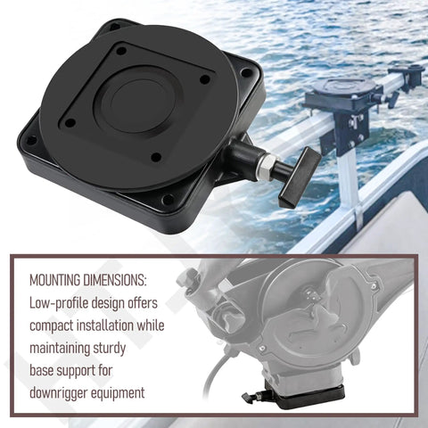 2 Pack Low Profile Swivel Base Downrigger Replacement Kit Featuring 360 Degree Rotation, showing low-profile black swivel base.