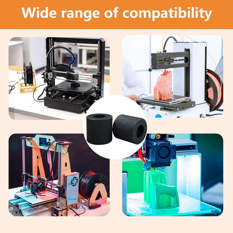 16 Pack 3D Printer Silicone Bed Leveling Mounts, Heat Resistant Bed Spacers with four 3D printers in operation