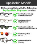 Image showing compatibility for No Mess Replacement Screw Kit That Slips Right Into Ray Ban Meta Wayfarer Skyler Headliner Gen One Two.