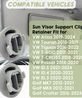 2 Pack Interior Sun Visor Clip Brackets For VW Atlas Tiguan Passat Golf MK7 MK8 ID Series, gray bracket with compatibility list