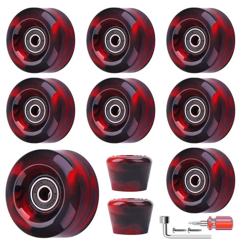 8 Pack 32x58 Quad Roller Skate Wheels With Bearing Installed And 2 Toe Stoppers For Double Row Skating Replacement Accessories For Outdoor Or Indoor Use 82A Hardness Durable Wheels For Smooth Ride