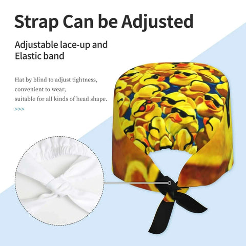 Breathable Work Cap With Upgraded Protection For Hair, Keeps Frizz At Bay, Super Lightweight And Packable, Easy To Tote, Fixed Stitches For Durability, Reusable Pins, Elastic Back Fit For All Day Comfort with adjustable lace-up and elastic band.
