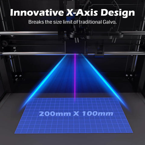 Speed Demon Galvo Laser Engraver 10W with Auto Lifting 90000mm Min Speed 200x100mm Large Work Area X-Axis Design