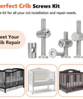 Heavy Duty 58pc M6 Crib Screws Hardware Kit Zinc Plated Bolts Nuts Set showing bolts and barrel nuts for crib repair.