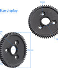 Beefed Up Metal Spur Gear Set 54T 32P size display with measurements for Traxxas RC cars