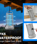 Outdoor Mosquito Zapper With LED Light And 4000mAh Battery, Rechargeable Insect Killer Lamp For Patio And Yard, Grey