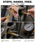 4 Pack Locking Air Chuck Quick Connect With Clip Adapter For Schrader Valves Brass Tire Inflator Adapter attached to tire
