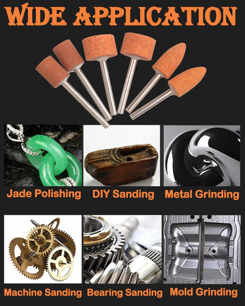 SHITIME 60-pack grinding stone set with orange aluminum oxide bits on 1/8" shanks for metal grinding