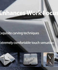 Close-up of Lightning Infinite Fidget Slider Magnetic Haptic Toy, silver grey metal, enhancing work focus with tactile play.