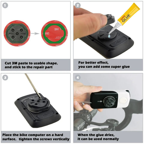 Step-by-step DIY fix using Garmin Edge Bike Computer Mount Adapter Insert Kit Back Cover Replacement For Broken Tabs.