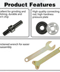 All-In-One 10mm Drill Angle Grinder Connecting Rod Set With Arbor Adapter, Replacement Flange Nuts And Spanner Wrench Pro-Grade Conversion Tool