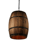 Antique Wood Wine Barrel Pendant Lamp Rustic Hanging Ceiling Light for Bar Kitchen and Cellar E26 Max 60W Bulbs Not Included