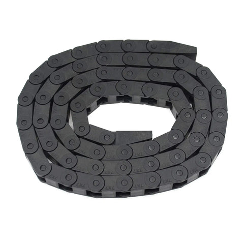 7x7mm Drag Chain Cable Carrier 1 Meter Close Type Black Plastic Flexible R18 coiled for 3D Printers and CNC Machines