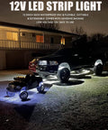 12V Waterproof White LED Light Strip illuminating a parked car and toy vehicle