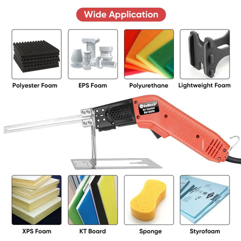 Romech Hot Knife Foam Cutter 200W Electric Air Cooled Kit with Blades for cutting various foam types including EPS and Styrofoam.