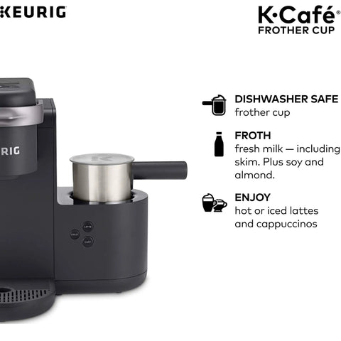 Non Dairy Milk Frother For K-Café Coffee Makers Only, Hot And Cold Frothing, 34-Ounce Capacity, Charcoal Finish