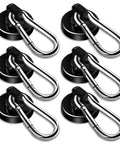 Heavy Duty Magnetic Hooks Set, 70 Lbs Neodymium Magnets With Swivel Carabiner, Strong Fridge and Metal Surface Hangers, Pack of 6