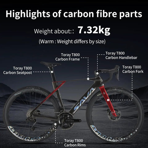 Di2 Full Carbon Road Bike With Ultra Light Frame And 24 Speed Shimano R9270 Groupset Hydraulic Disc Brakes Pro Grade Racing Carbon Bicycle For Adults Ultra Stiff Climb Ready 50cm Black showing weight and carbon parts details.