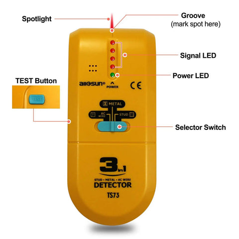 Absolute Fire 3 In 1 Led Wood Stud Finder And Multi Scanner Electronic Sensor Snags Hidden Nails Pipes Rebar Wire Cables For Drywall Repair Essential Tool