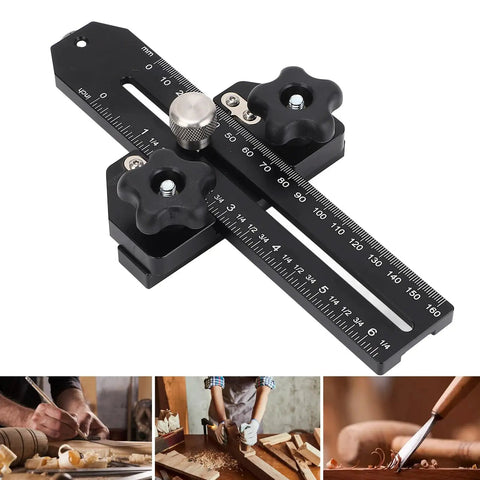 Thin Rip Jig For Table Saw With Pro Grade Aluminum Alloy Construction, T Track Slider, Dual Scale in English and Metric close-up