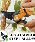 Effortless Garden Pruning Shears With Ultra Sharp Blades And Adjustable Comfort Handles For All Hand Sizes in use on branch