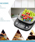 Pro 22Lb Digital Kitchen Scale For Meal Prep And Weight Loss with tare function, showing fruit on stainless steel platform in kitchen