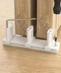 Sliding Closet Door Floor Guide With Riser Plate White Finish DIY Friendly Adjustable Bypass Guide Upgraded Three Roller Design Height Adjustable Dual Sided Rollers No Wobble For Non Standard Door Thicknesses And Uneven Floors installation.