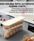 Auto Sliding Egg Organizer For Fridge 24 Egg Capacity Keeps Eggs Fresh And Organized Easy Refill White Egg Holder