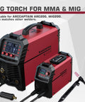 Tig Welding Gun Wp-17V Argon Torch With 13ft Air Hose 35-50mm Connector displayed with ARC200 MIG welder