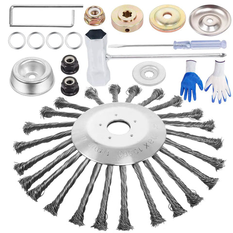 10 Inch Upgrade Steel Weed Eater Trimmer Head With Universal Adapter Kit Rotary Wire Brush Cutter For Stihl Husqvarna